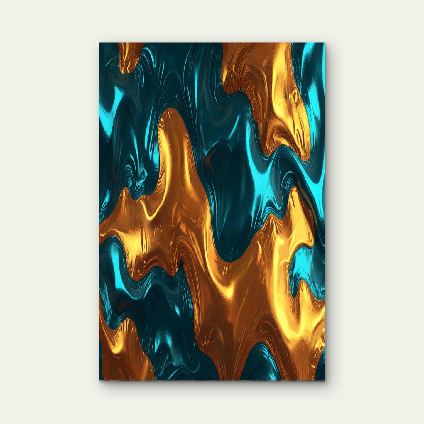Abstract River Scene with Vibrant Hues Metal Print Ready to Hang