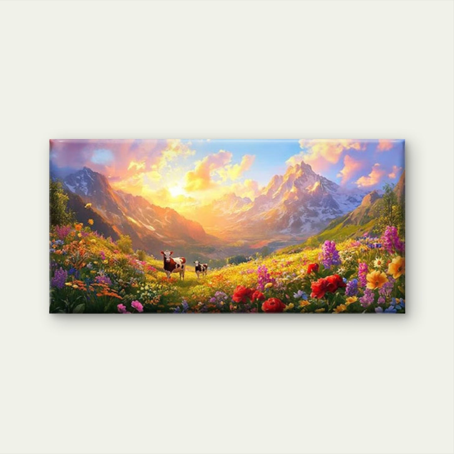 Abstract Wildflower Field Wall Art Canvas Office Home Room Framed 120x60cm