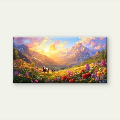 Abstract Wildflower Field Wall Art Canvas Office Home Room Framed 120x60cm