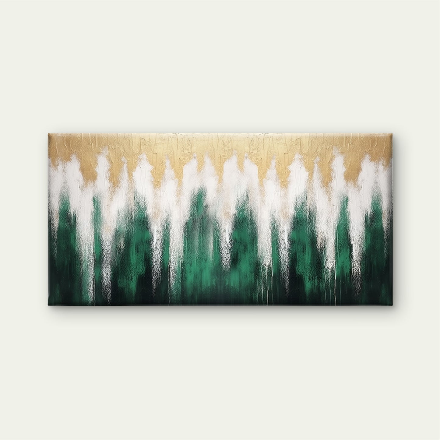 Abstract Emerald Green Metallic Gold Wall Art Canvas Office Home Framed 120x60cm