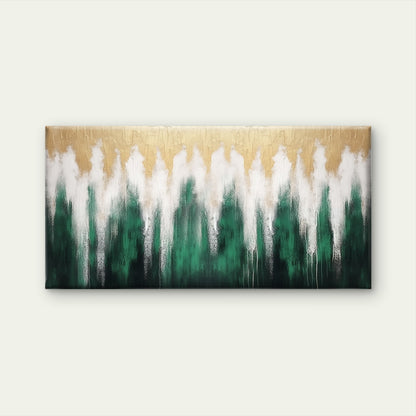 Abstract Emerald Green Metallic Gold Wall Art Canvas Office Home Framed 120x60cm
