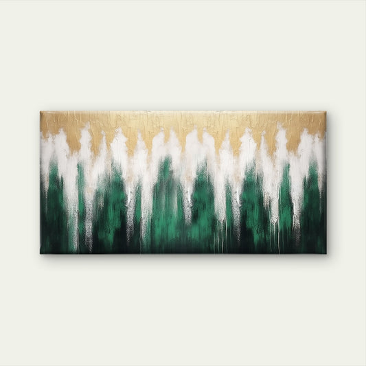 Abstract Emerald Green Metallic Gold Wall Art Canvas Office Home Framed 120x60cm