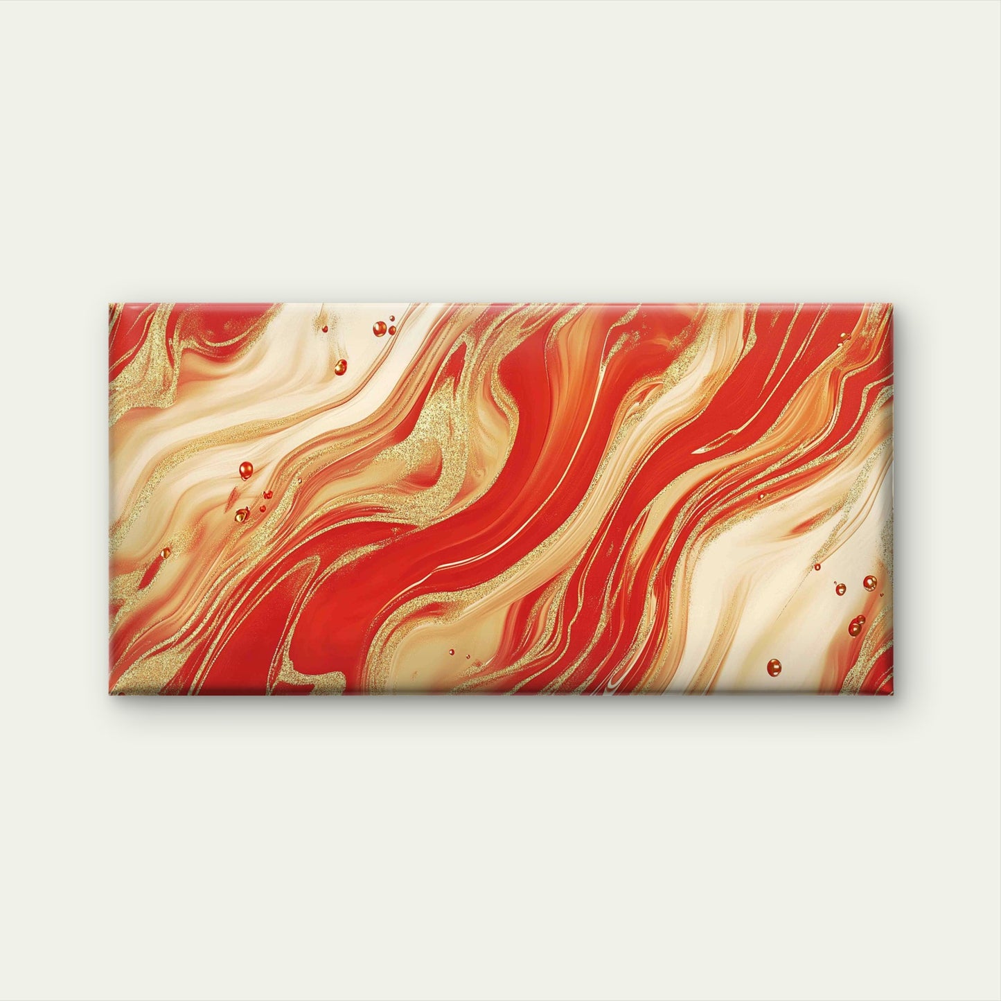 Red And Gold Glitter Liquid Wall Art Canvas Office Home Room Framed 120x60cm