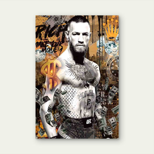 Champ Standing Tall Amid Falling Cash 40x60cm Metal Print Ready to Hang