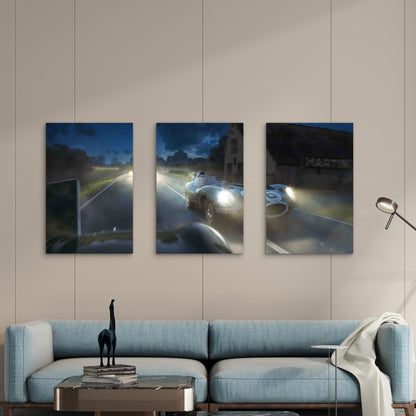 3pcs Vintage British Racing Green Classic Sports Metal Print Ready to Hang Art