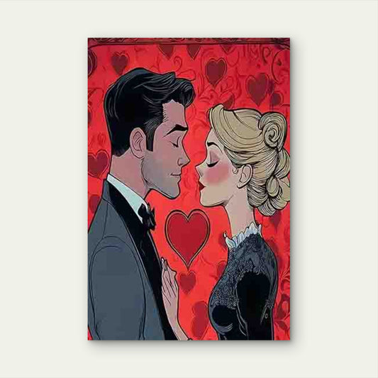 Romantic Couple Love Hearts - Vintage 60x90cm Metal Print Ready to Hang