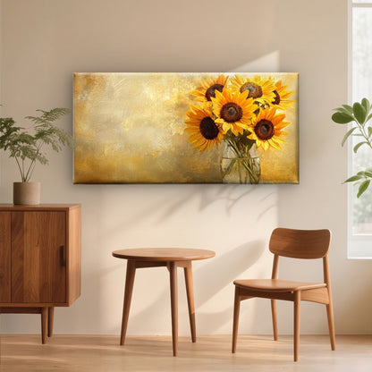 Sunflower Abstract Paintings Wall Art Canvas Office Home Room Framed 120x60cm - Bella Home Decor