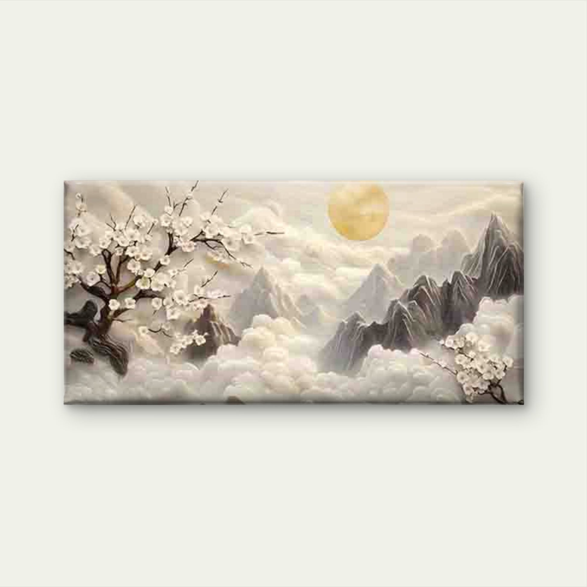 Abstract Sun and Moon Wall Art Canvas Office Home Room Framed 120x60cm - Bella Home Decor