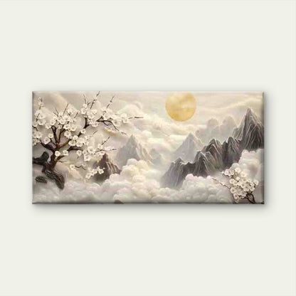 Abstract Sun and Moon Wall Art Canvas Office Home Room Framed 120x60cm - Bella Home Decor