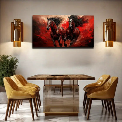 Red Horse Modern Minimalist Wall Art Canvas Office Home Room Framed 120x60cm - Bella Home Decor