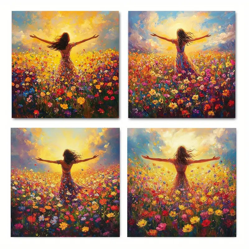 4pcs Hanada Ma Picture Artwork Wall Art Decor Wall Art Canvas Framed