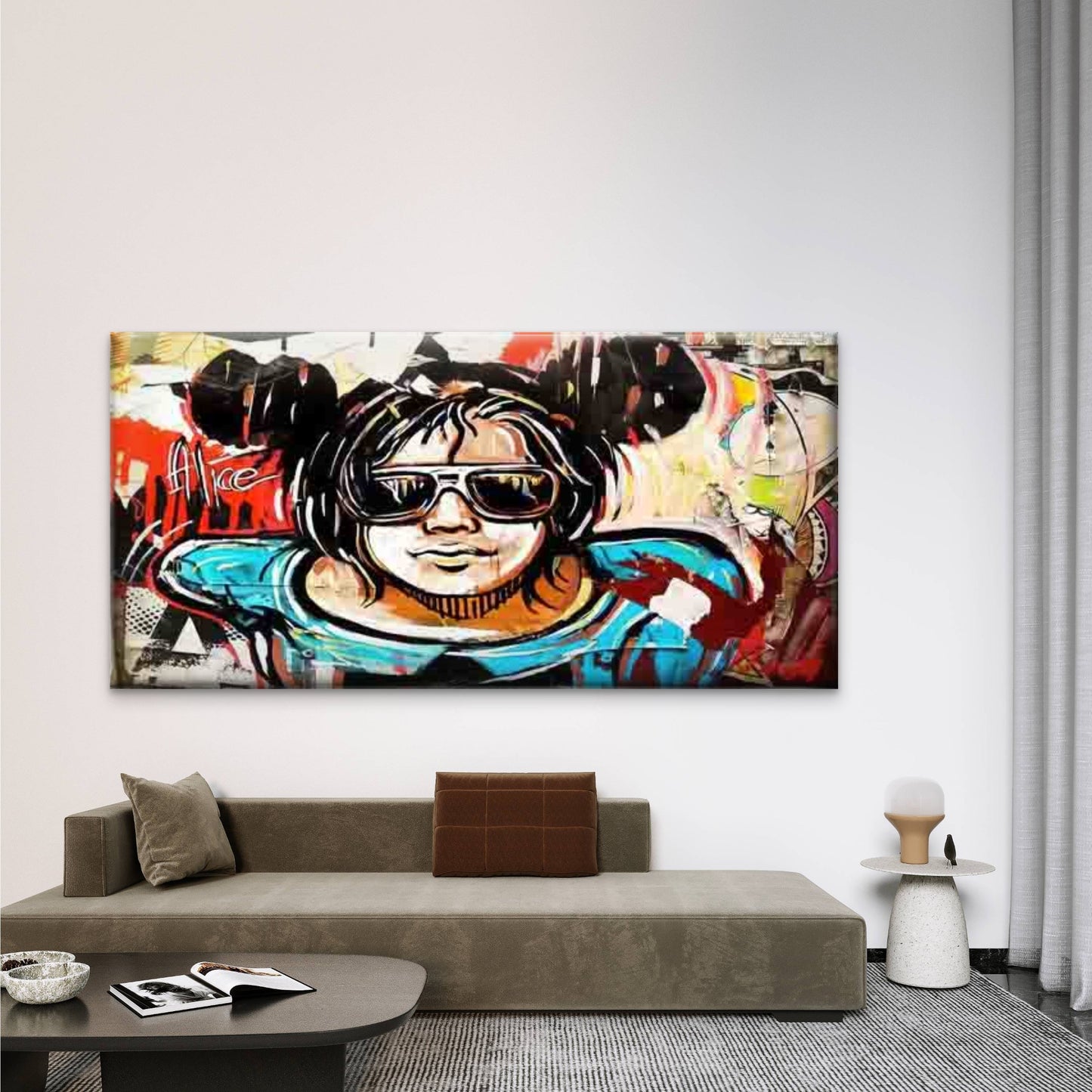 Abstract Girl Girl Street Art Wall Art Canvas Office Home Room Framed 120x60cm