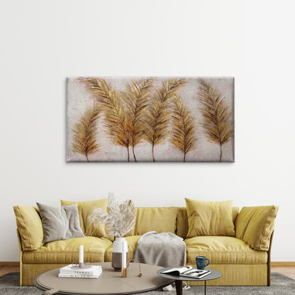 Featuring Golden Palm Fronds Wall Art Canvas Office Home Room Framed 120x60cm - Bella Home Decor