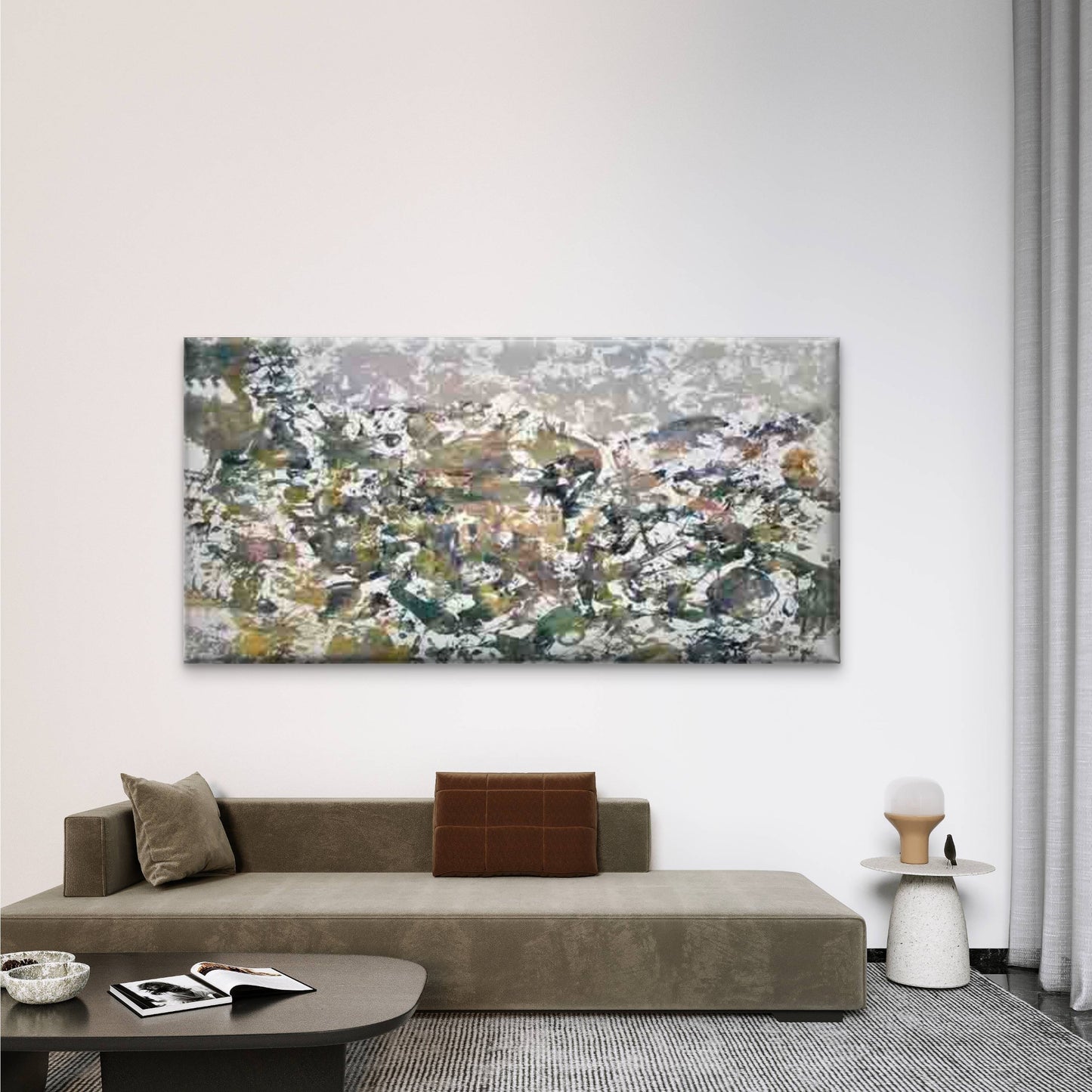 Elegant Floral and Foliage Wall Art Canvas Office Home Room Framed 120x60cm