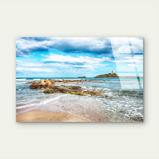 Sardinia Coastal Watchtower Acrylic Glass Printing Wall Art Australian Made Quality