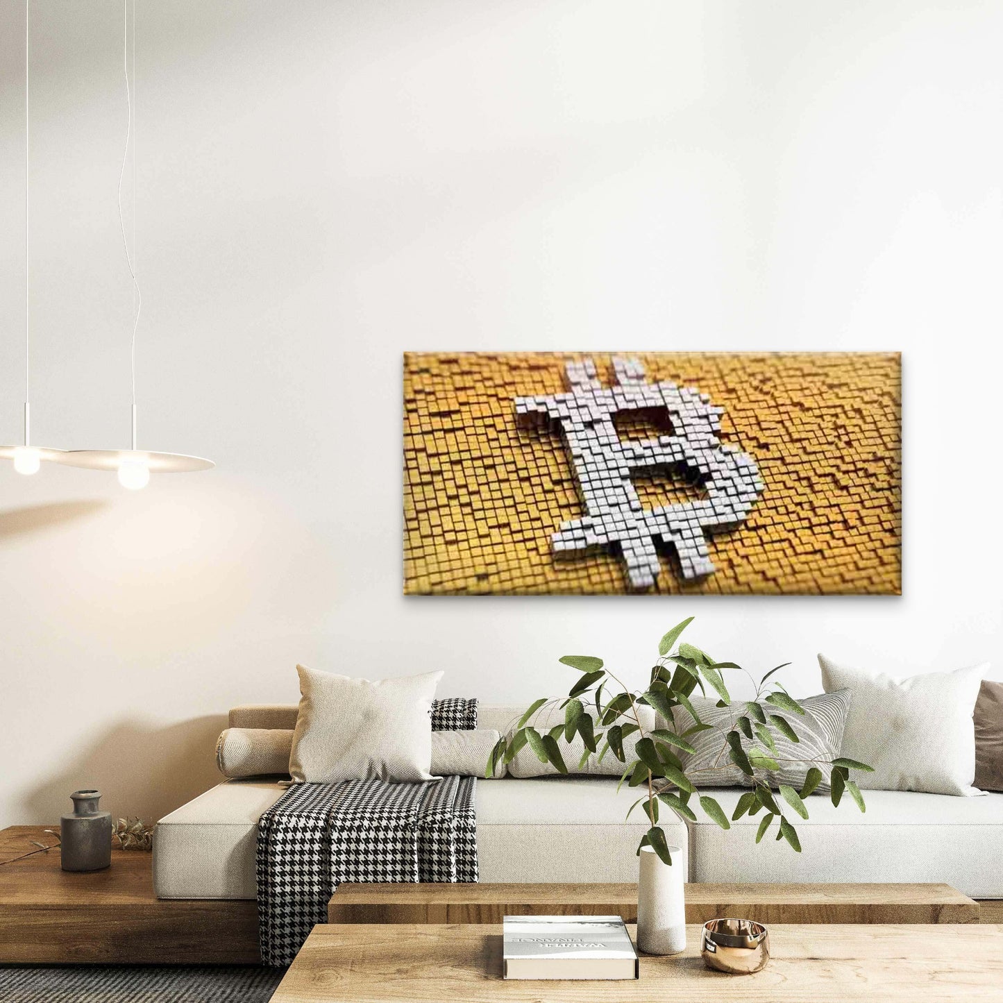 Minimalist ₿ Symbol Painting Wall Art Canvas Office Home Room Framed 120x60cm - Bella Home Decor