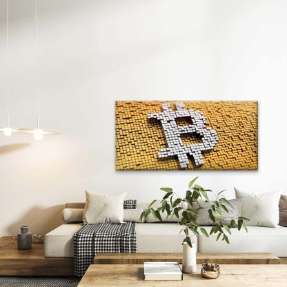 Minimalist ₿ Symbol Painting Wall Art Canvas Office Home Room Framed 120x60cm - Bella Home Decor