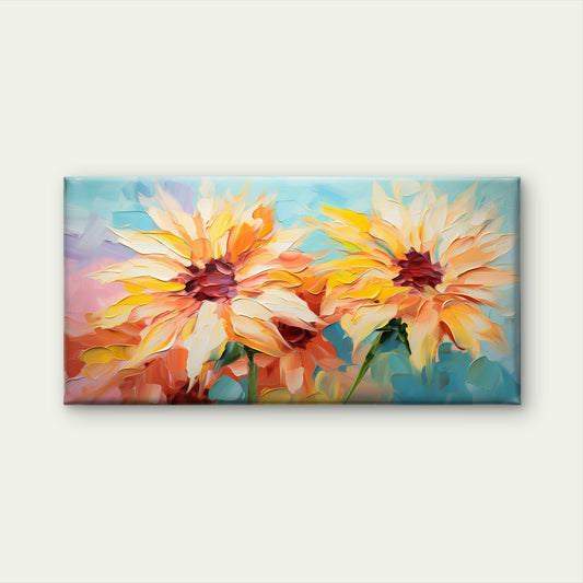 Modern Yellow Sunflower Blossom Wall Art Canvas Office Home Room Framed 120x60cm