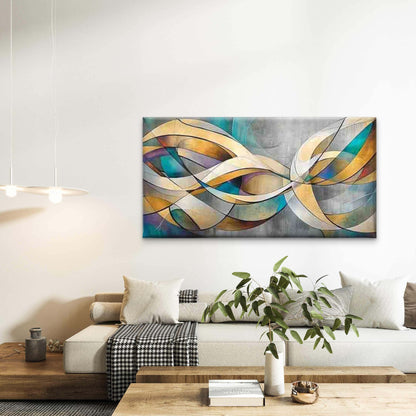 Abstract Curved Lines And Shape Wall Art Canvas Office Home Room Framed 120x60cm - Bella Home Decor