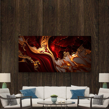 Red Gold Abstract Marble Art Wall Art Canvas Office Home Room Framed 120x60cm