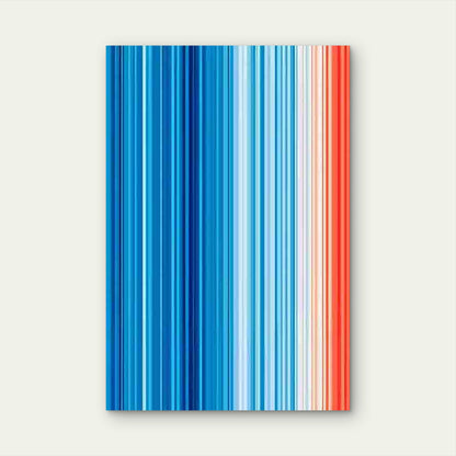Abstract Vertical Stripes in Blue, White, And Orange 60x90cm Metal Print Ready to Hang - Bella Home Decor