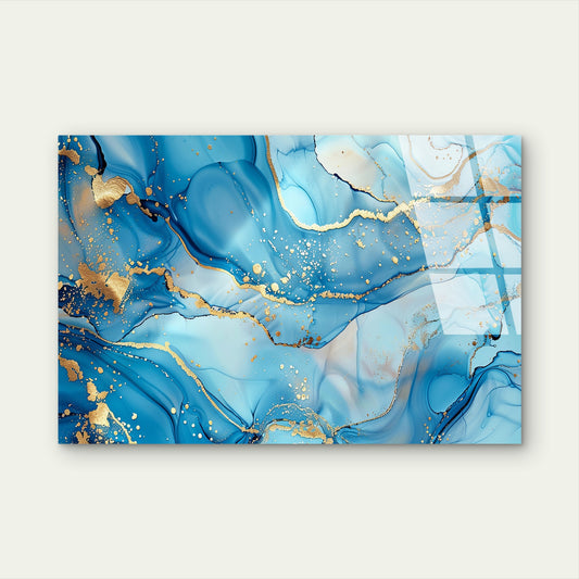 Blue Turquoise Teal Abstract Glass Printing Wall Art Australian Made Quality
