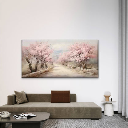 Cherry Blossom Pathway Wall Art Canvas Office Home Room Framed 120x60cm