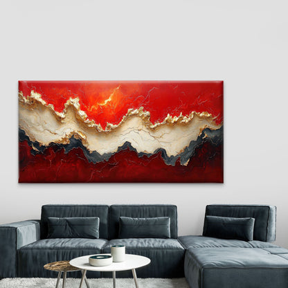 Red Gold Abstract Wall Art Canvas Office Home Room Framed 120x60cm