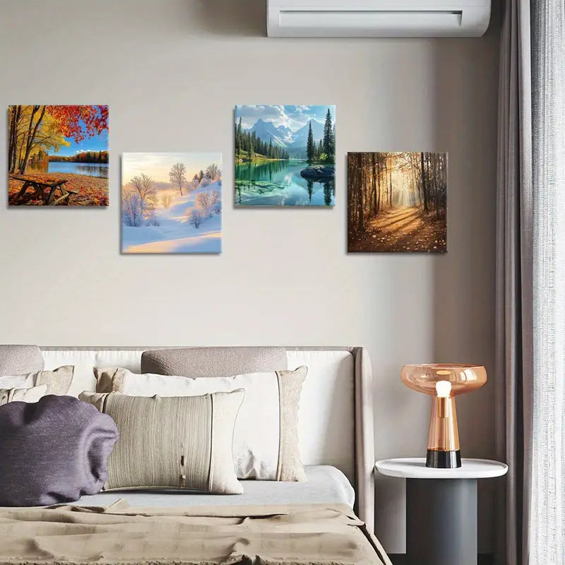 4pcs Nature-Themed Wall Art Canvas Framed