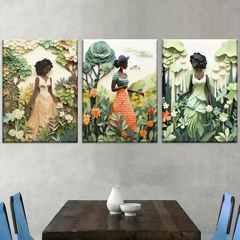 3pcs Natural Forest People Landscape Art Wall Art Canvas Unframed - High Quality Print 100% Australian Made Wall Canvas