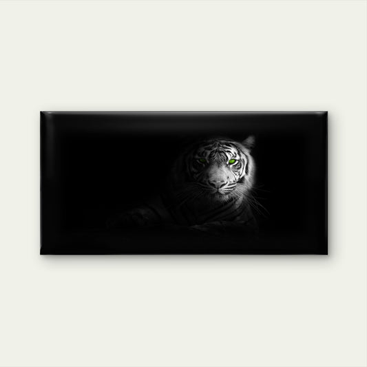 The Green Eyed White Tiger Wall Art Canvas Office Home Room Framed 120x60cm