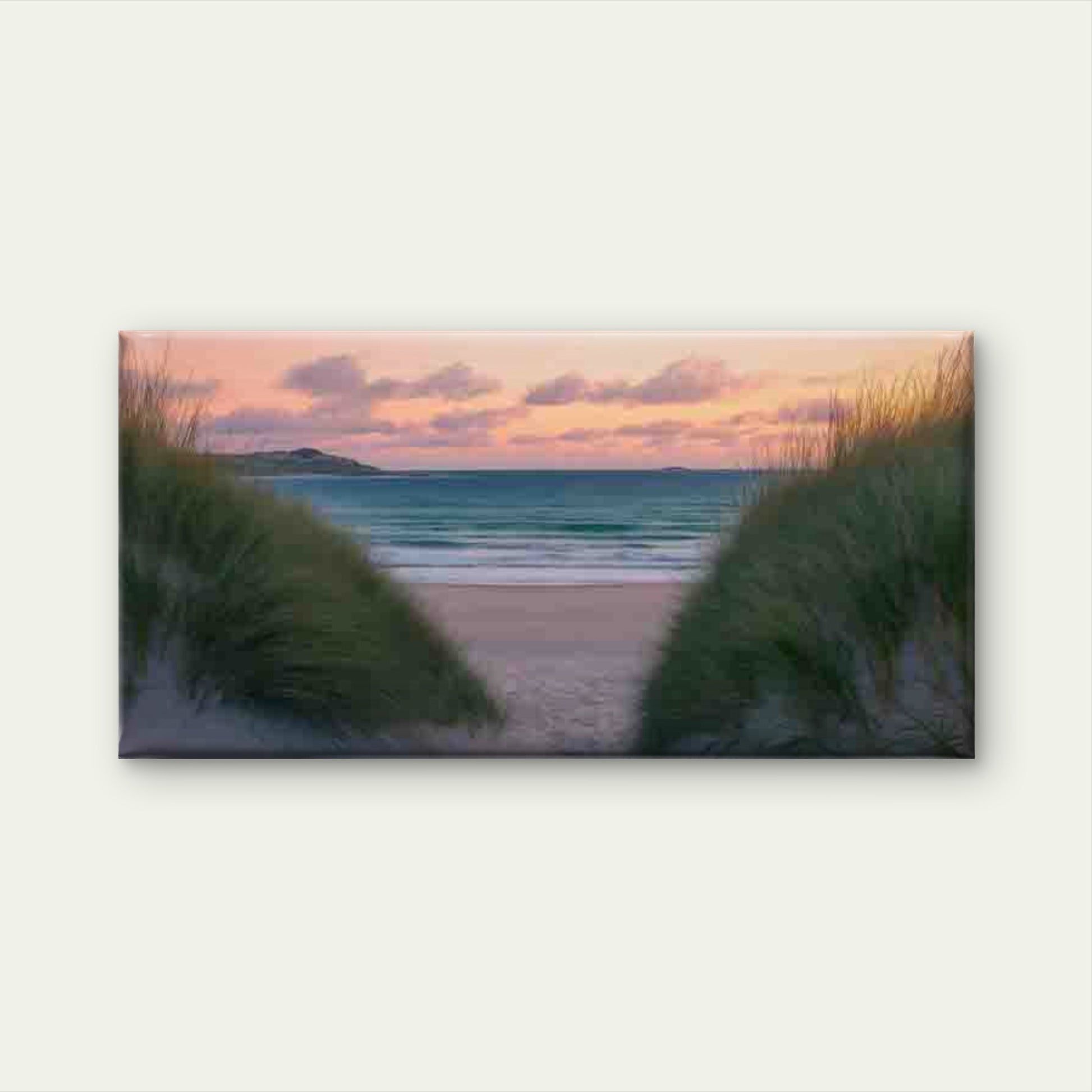 Sunset Beach Scene with Dunes Wall Art Canvas Office Home Room Framed 120x60cm - Bella Home Decor