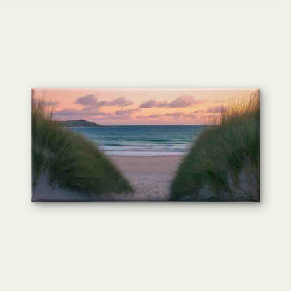 Sunset Beach Scene with Dunes Wall Art Canvas Office Home Room Framed 120x60cm - Bella Home Decor
