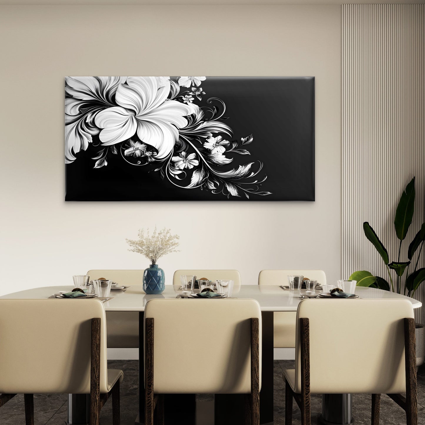 Blossoms In The Dark Wall Art Canvas Office Home Room Framed 120x60cm - Bella Home Decor