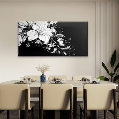 Blossoms In The Dark Wall Art Canvas Office Home Room Framed 120x60cm - Bella Home Decor