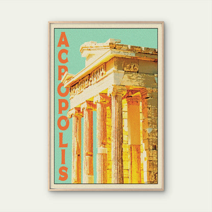 Ancient Greek Acropolis Pop Art Travel Poster Print Wall Art