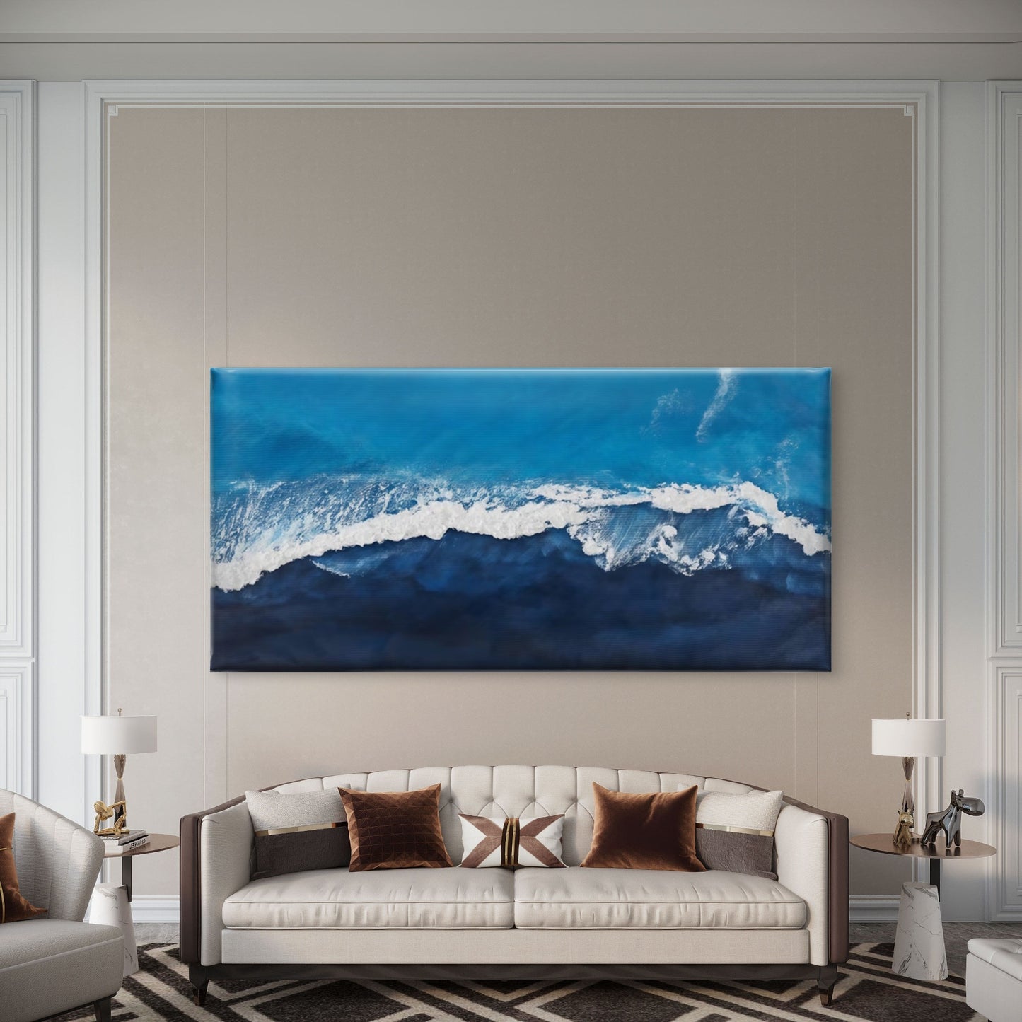Ocean Waves And Sea Surf Wall Art Canvas Office Home Room Framed 120x60cm