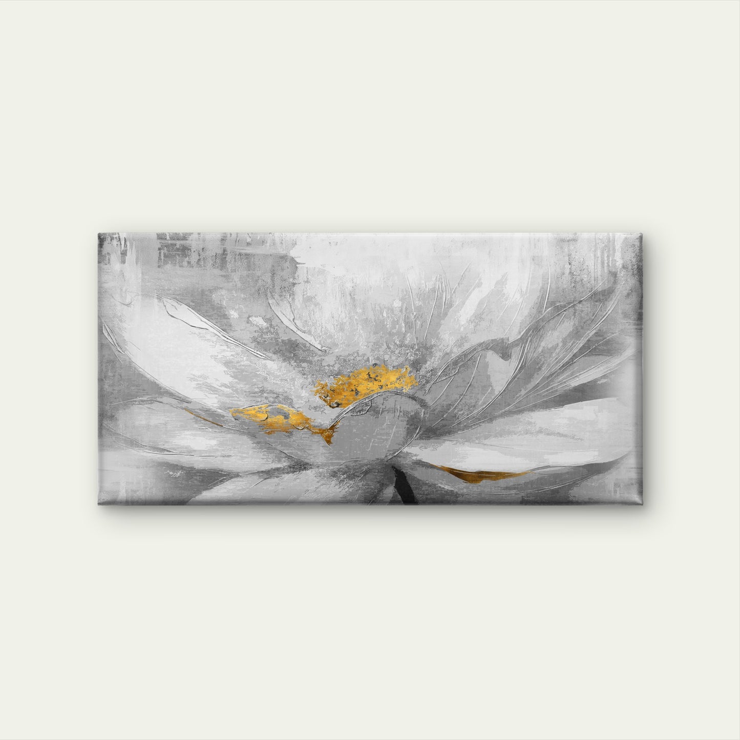 Abstract White Lotus Gold Flower Wall Art Canvas Office Home Framed 120x60cm