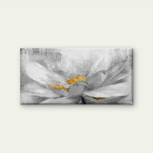 Abstract White Lotus Gold Flower Wall Art Canvas Office Home Framed 120x60cm