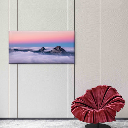 Aerial Shot Fronalpstock Mountains Wall Art Canvas Office Home Room Framed 120x60cm