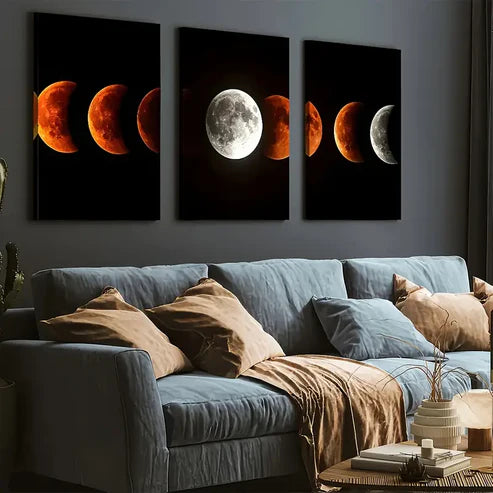3pcs Simple Wind Planet Rotation Process Art Wall Art Set Canvas Framed 60x90cm - High Quality Print 100% Australian Made Wall Canvas Ready to Hang