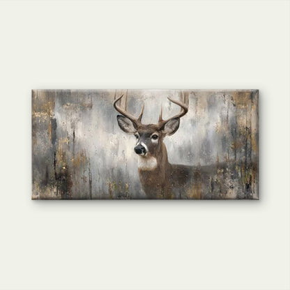 Rustic Deer with Antlers, Modern Farmhouse Decor Wall Art Canvas Office Home Room Framed 120x60cm
