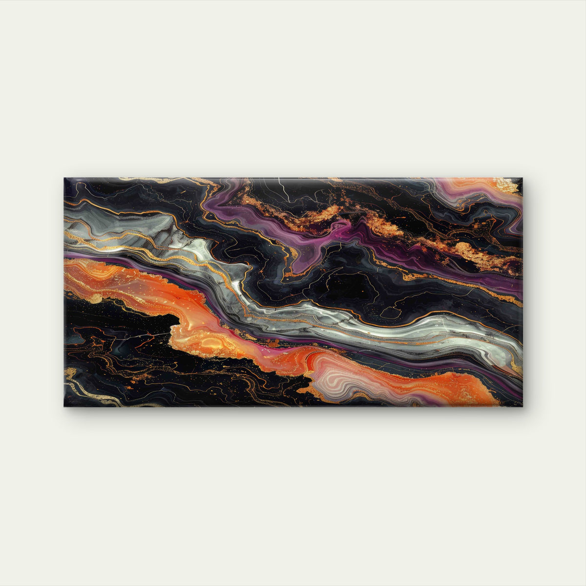 Abstract Black Purple Gold Swir Wall Art Canvas Office Home Room Framed 120x60cm