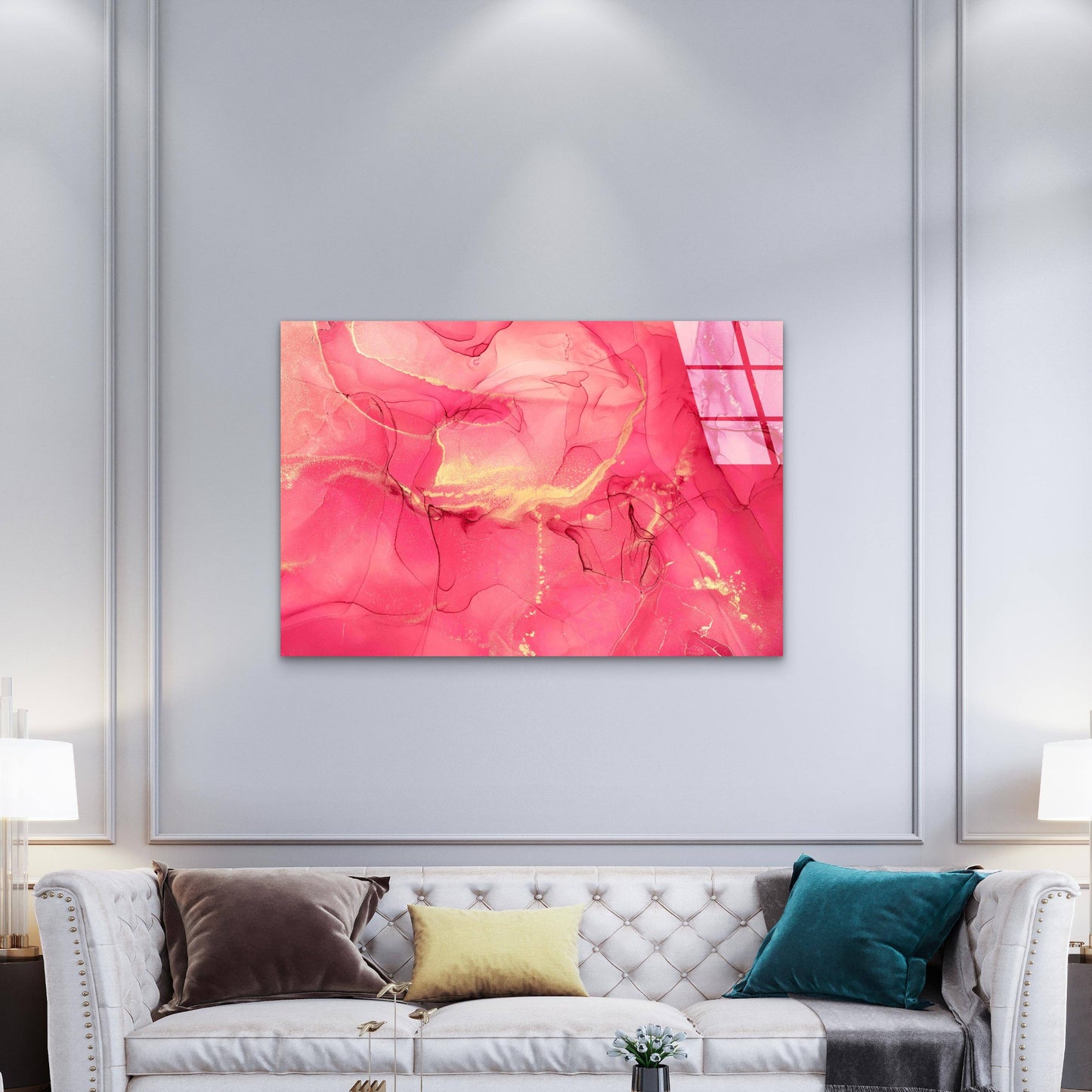 Abstract Pink Magenta Tempered Glass Printing Wall Art Australian Made Quality