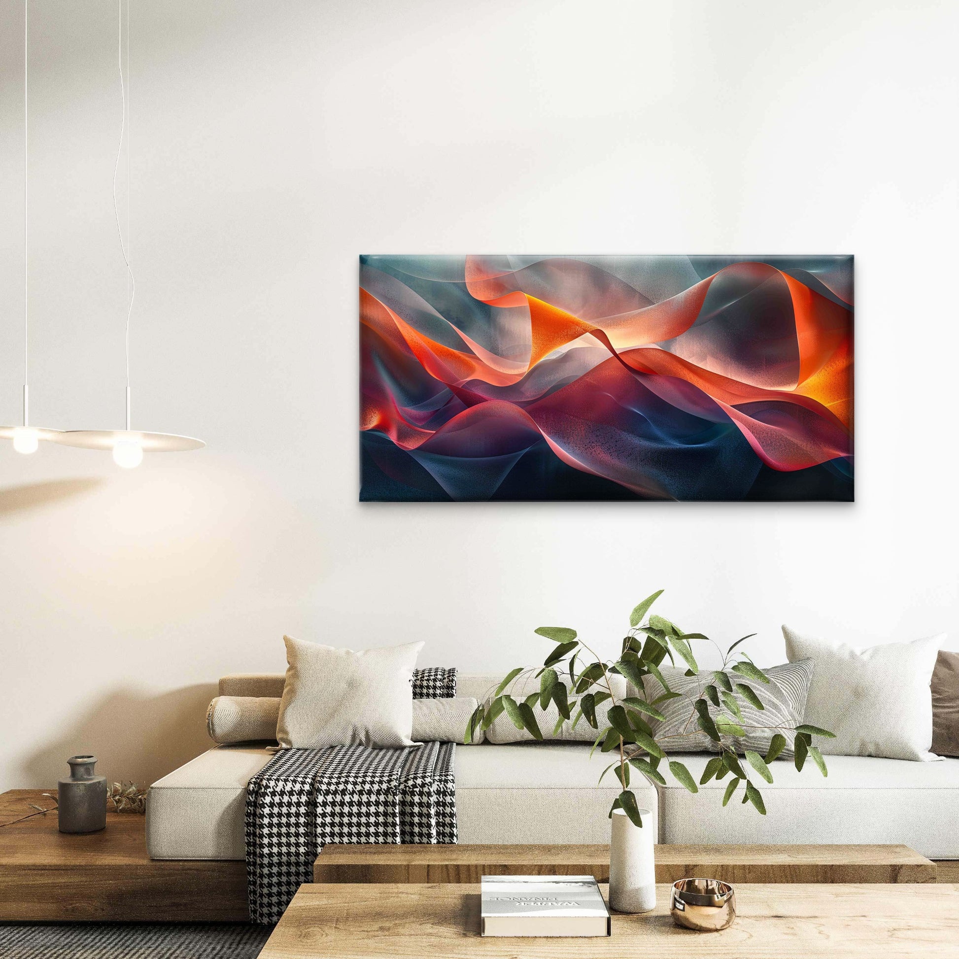 Abstract Colorful Waves Wall Art Canvas Office Home Room Framed 120x60cm - Bella Home Decor