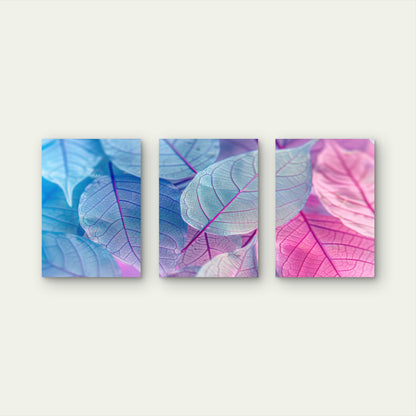 3pcs Pastel Skeleton Leaves Three Panel Set Wall Art Set Canvas Framed 40x60cm - High Quality Print 100% Australian Made Wall Canvas Ready to Hang - Bella Home Decor
