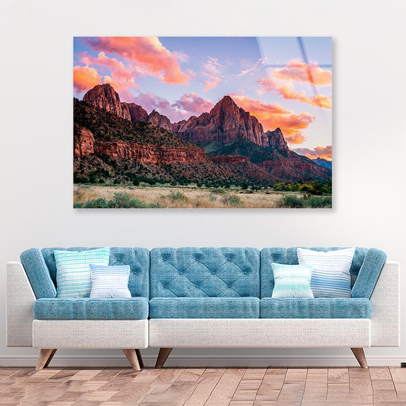 Park at Sunset Zion National Park Utah USA Acrylic Glass Print Tempered Glass Wall Art 100% Made in Australia Ready to Hang