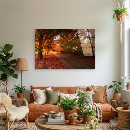 Dandenong Ranges Autumn Forest Path Acrylic   Glass Printing Wall Art Australian Made Quality
