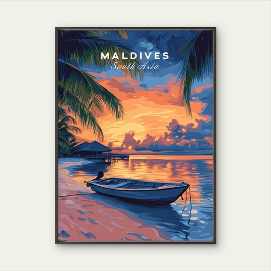 Discover Beauty In The Maldives Travel Poster Print Wall Art