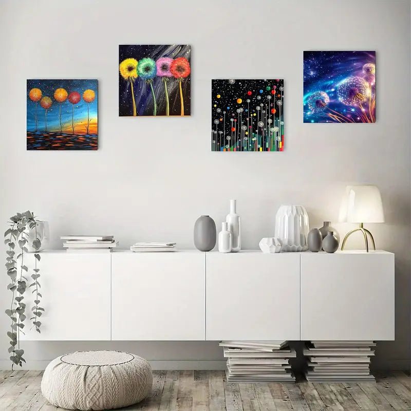 4pcs Flora Themed Wall Art Canvas Framed